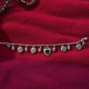 Brighton Silver Cherished Heart Charm Bracelet with Red Accent